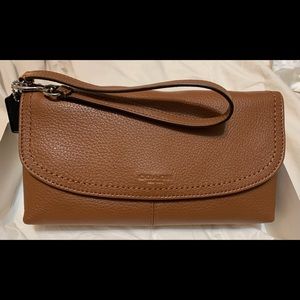 NWT Coach Brown Leather Wristlet